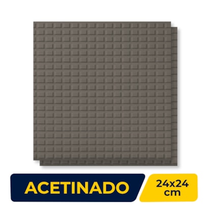 Piso Cerâmico Acetinado 24x24cm Caixa 1,00m² Gail Trama Cinza Platina - Caixa com 16 Peças - 6027/1750