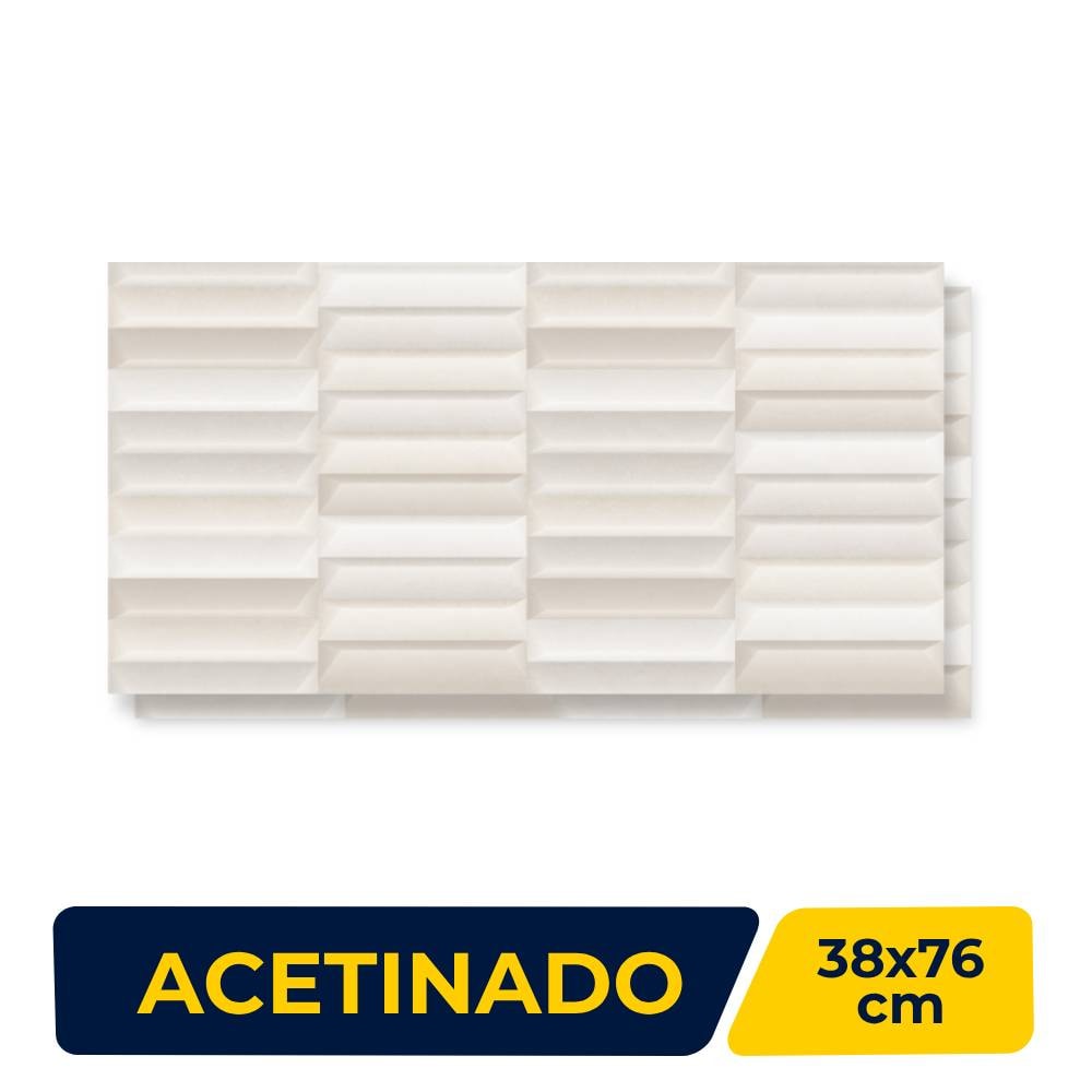 Piso Cerâmico Acetinado 38x76cm Caixa 2,02m² Embramaco Citadino Bone Retificado - RT38016