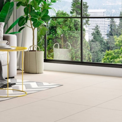 Piso Cerâmico Acetinado 54x54cm Caixa 2,60m² ViaÁpia Cimento Marfim Retificado - VA54115