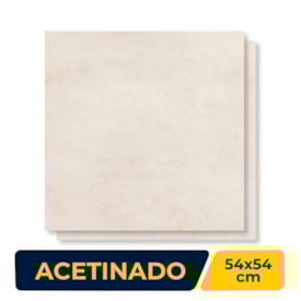 Piso Cerâmico Acetinado 54x54cm Caixa 2,60m² ViaÁpia Cimento Marfim Retificado - VA54115