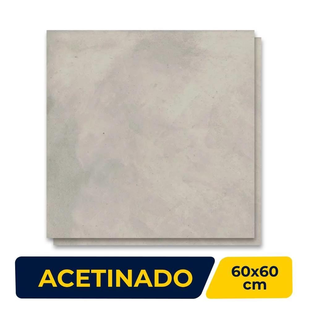 Piso Cerâmico Acetinado 60x60cm Caixa 2,50m² Lume Cinza Matte Retificado - 600781