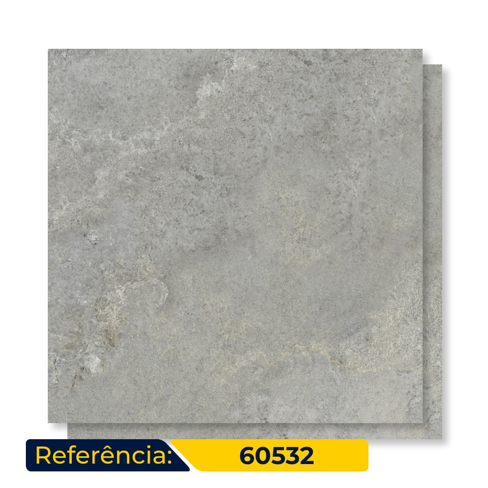 Piso Cerâmico Acetinado 60x60cm Caixa 2,52m² Embramaco Trento Gray Retificado - 60532