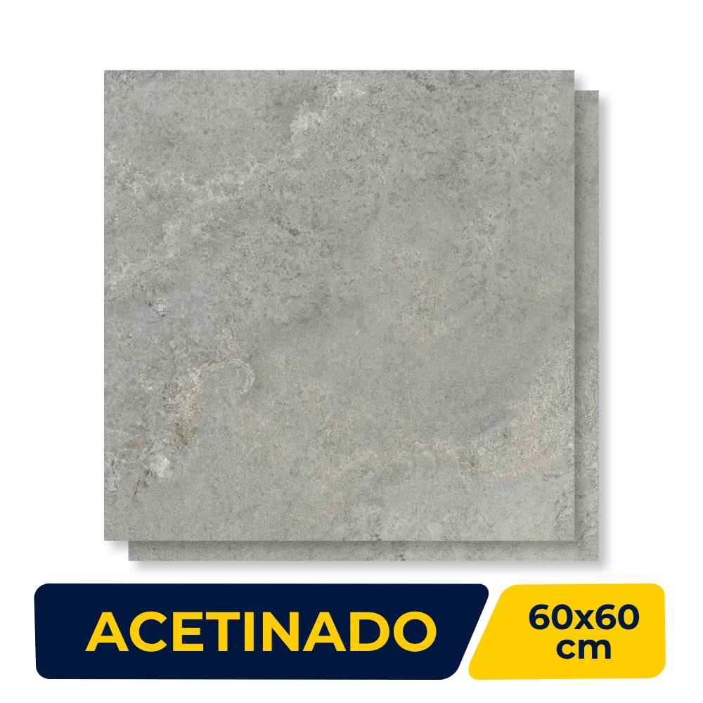 Piso Cerâmico Acetinado 60x60cm Caixa 2,52m² Embramaco Trento Gray Retificado - 60532