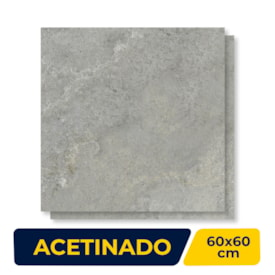 Piso Cerâmico Acetinado 60x60cm Caixa 2,52m² Embramaco Trento Gray Retificado - 60532