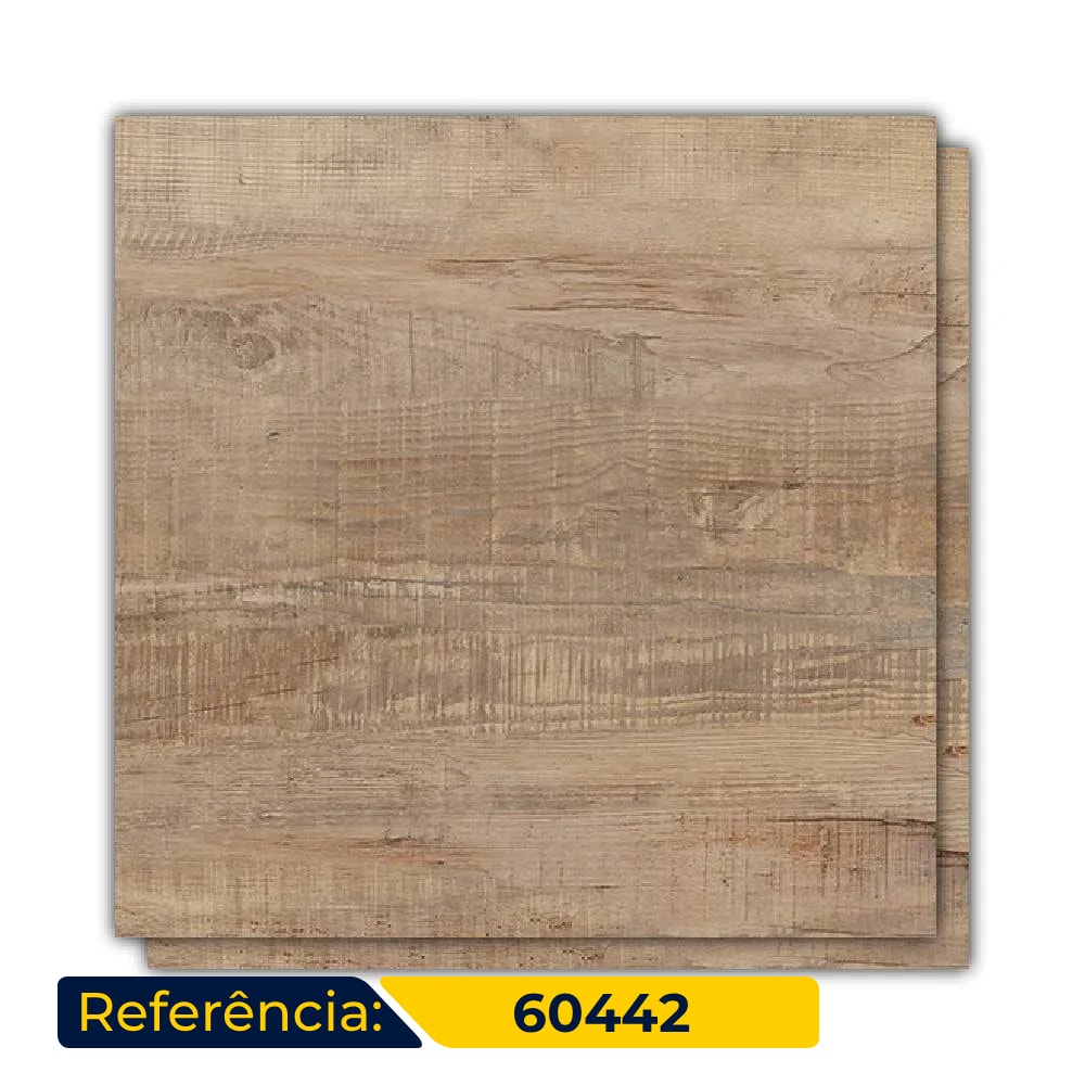 Piso Cerâmico Acetinado 60x60cm Caixa 2,52m² Esther Salinas Brown Retificado - 60442