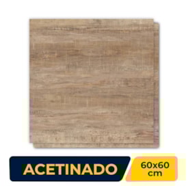 Piso Cerâmico Acetinado 60x60cm Caixa 2,52m² Esther Salinas Brown Retificado - 60442