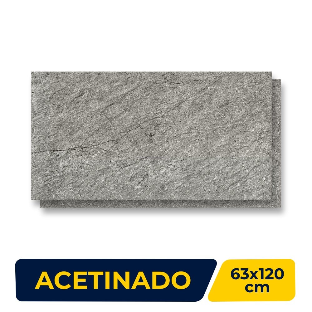 Piso Cerâmico Acetinado 63x120cm Caixa 2,25m² Lume Pétrus Fóssil Plus Retificado