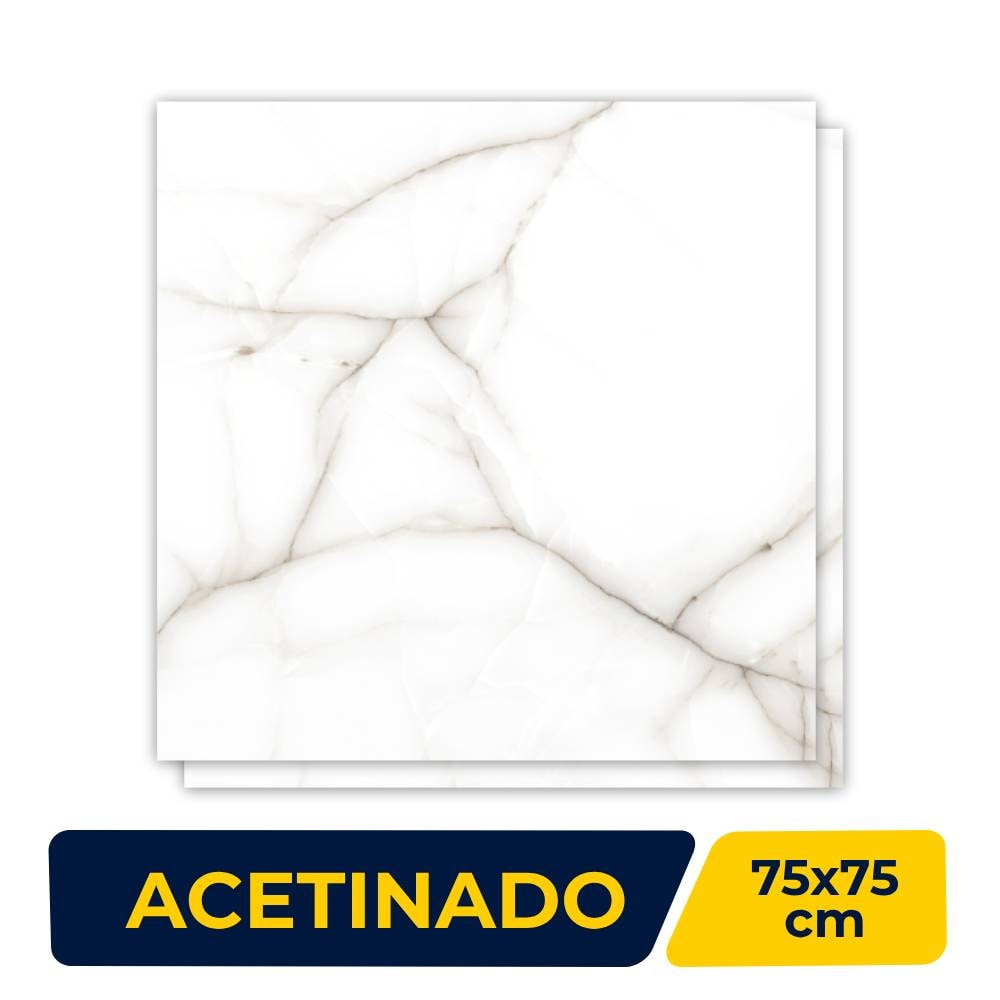 Piso Cerâmico Acetinado 75x75 Caixa 2,84²m Lume Thassos Gris Retificado