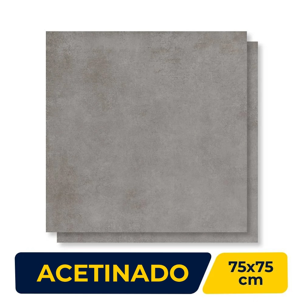 Piso Cerâmico Acetinado 75x75cm Caixa 2,28m² Incopisos Cittá Grigio Retificado - 575021