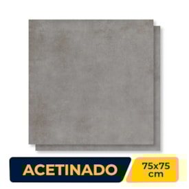 Piso Cerâmico Acetinado 75x75cm Caixa 2,28m² Incopisos Cittá Grigio Retificado - 575021