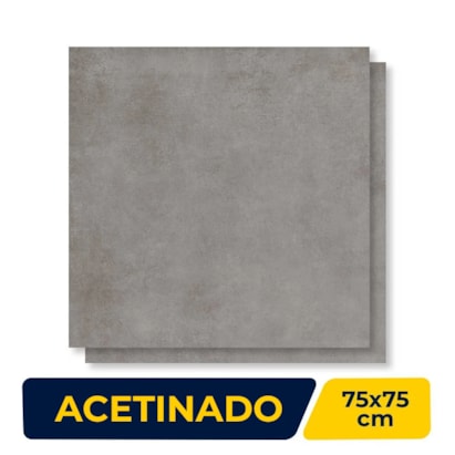 Piso Cerâmico Acetinado 75x75cm Caixa 2,28m² Incopisos Cittá Grigio Retificado - 575021