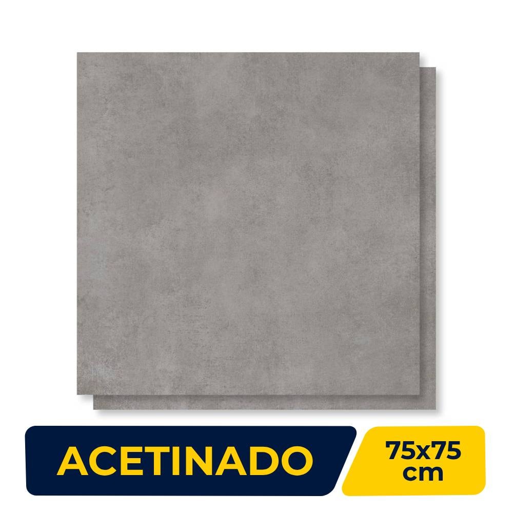 Piso Cerâmico Acetinado 75x75cm Caixa 2,28m² Incopisos Concret Gray Retificado - 575003