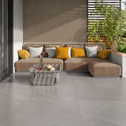 Piso Cerâmico Acetinado 75x75cm Caixa 2,84m² Lume Arenito Grigio Retificado