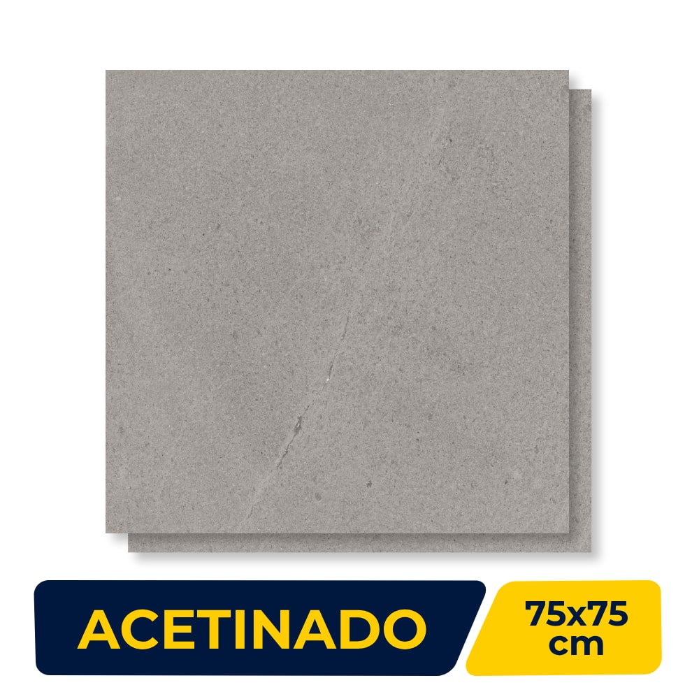 Piso Cerâmico Acetinado 75x75cm Caixa 2,84m² Lume Arenito Grigio Retificado