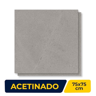 Piso Cerâmico Acetinado 75x75cm Caixa 2,84m² Lume Arenito Grigio Retificado