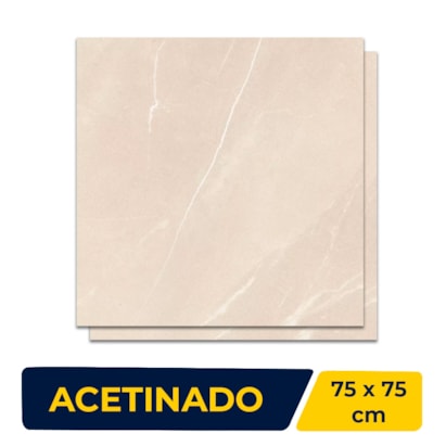 Piso Cerâmico Acetinado 75x75cm Caixa 2,84m² Lume Pulpis Bege Retificado