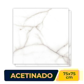 Piso Cerâmico Acetinado 75x75cm Caixa 2,84m² Lume Thassos Gris Retificado