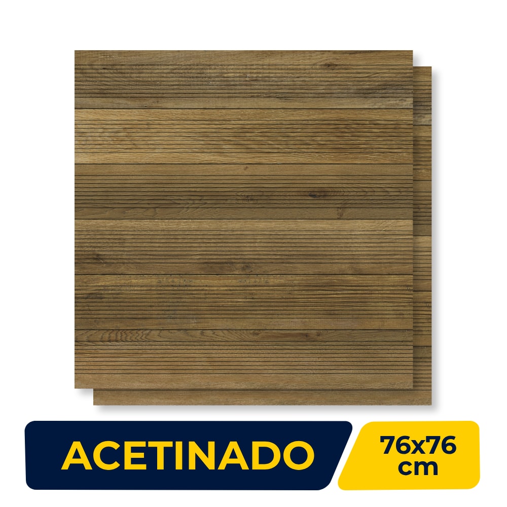 Piso Cerâmico Acetinado 76x76cm Caixa 2,28m² Karina Alameda Deck Retificado - 76032