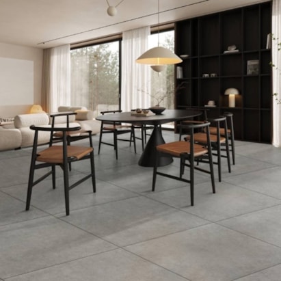 Piso Cerâmico Acetinado 76x76cm Caixa 2,28m² Karina Sampa Grafite Retificado - 76037