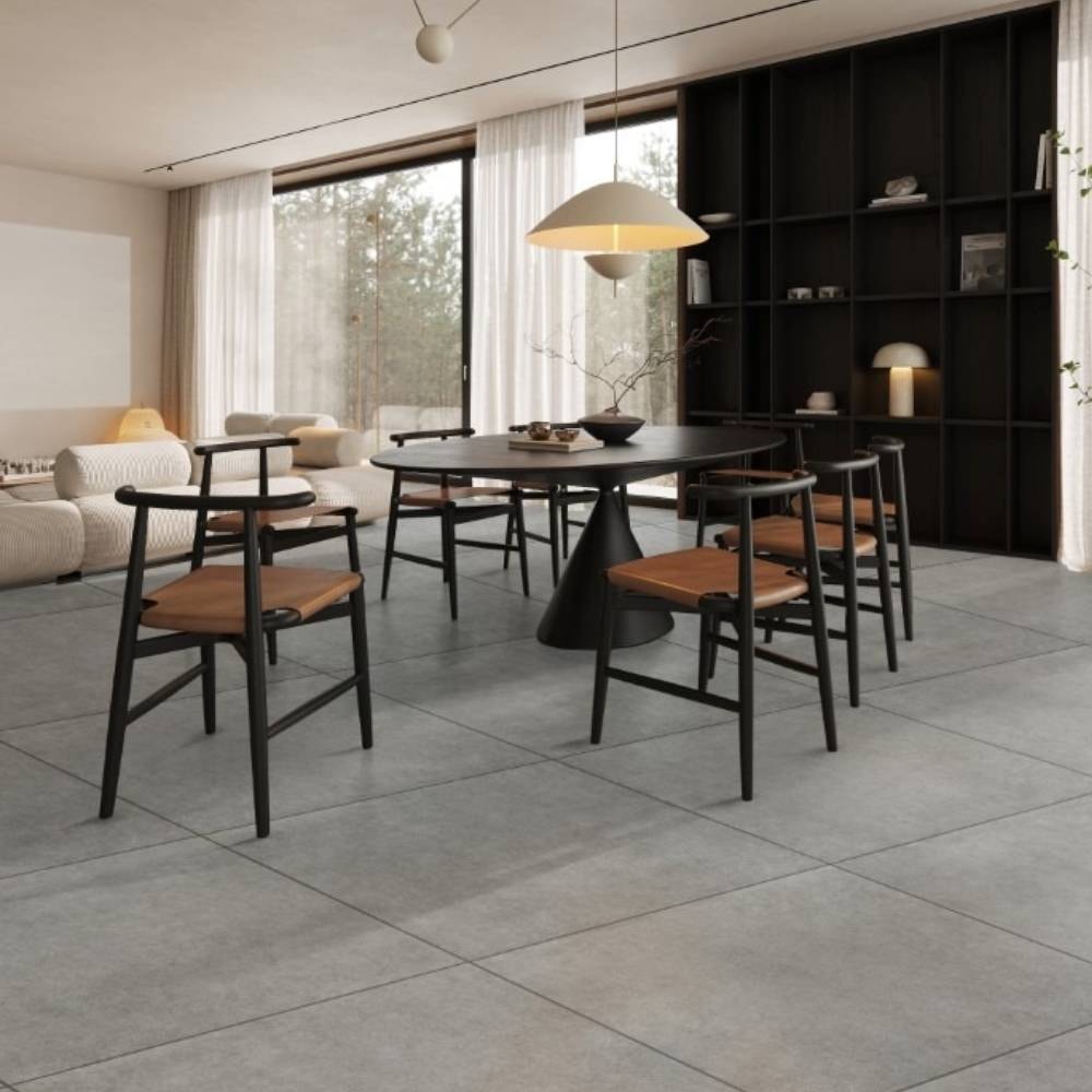 Piso Cerâmico Acetinado 76x76cm Caixa 2,28m² Karina Sampa Grafite Retificado - 76037