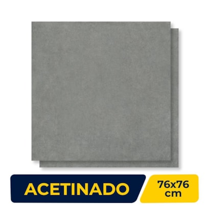 Piso Cerâmico Acetinado 76x76cm Caixa 2,28m² Karina Sampa Grafite Retificado - 76037