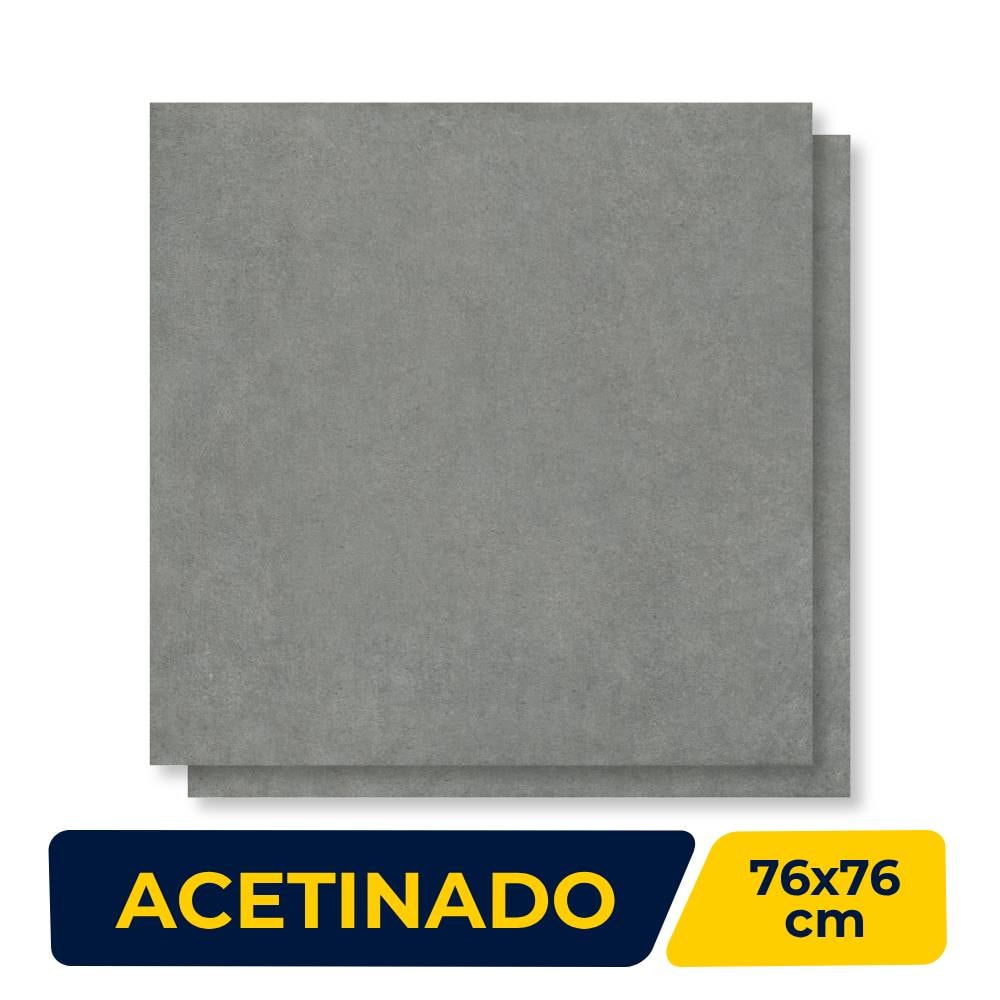 Piso Cerâmico Acetinado 76x76cm Caixa 2,28m² Karina Sampa Grafite Retificado - 76037