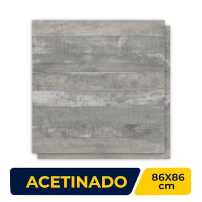 Piso Cerâmico Acetinado 86x86cm Caixa 2,20m² Lume Cemento Retificado