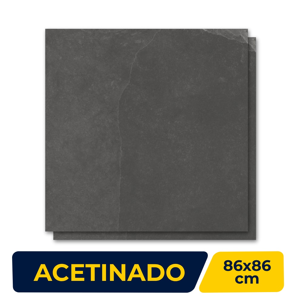 Piso Cerâmico Acetinado 86x86cm Caixa 2,21m² Embramaco Ardosia Saitiny Mag Retificado - 86105