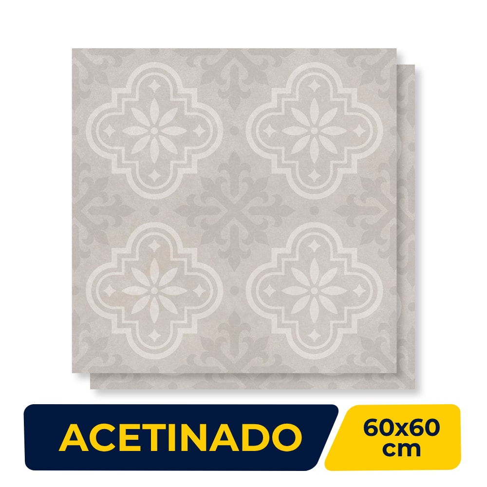 Piso Cerâmico Acetinado Lume 60x60cm Cimento Colonial Retificado