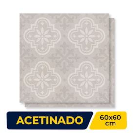 Piso Cerâmico Acetinado Lume 60x60cm Cimento Colonial Retificado