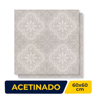 Piso Cerâmico Acetinado Lume 60x60cm Cimento Colonial Retificado