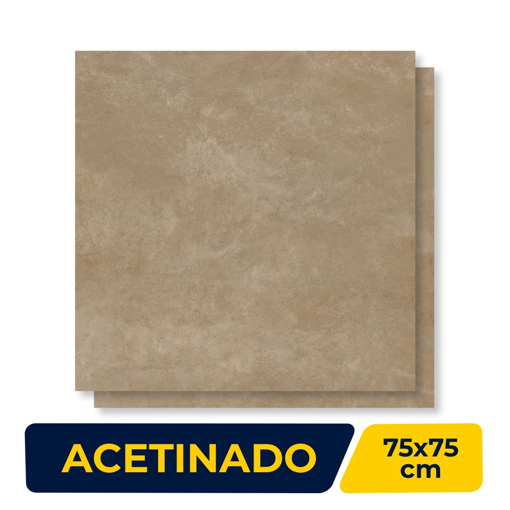 Piso Ceramico Acetinado Lume 75x75cm Milano Bege Liso Retificado
