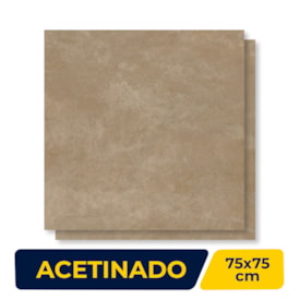 Piso Ceramico Acetinado Lume 75x75cm Milano Bege Liso Retificado
