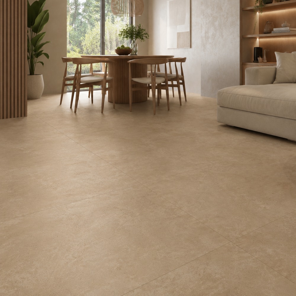Piso Ceramico Acetinado Lume 75x75cm Milano Bege Liso Retificado