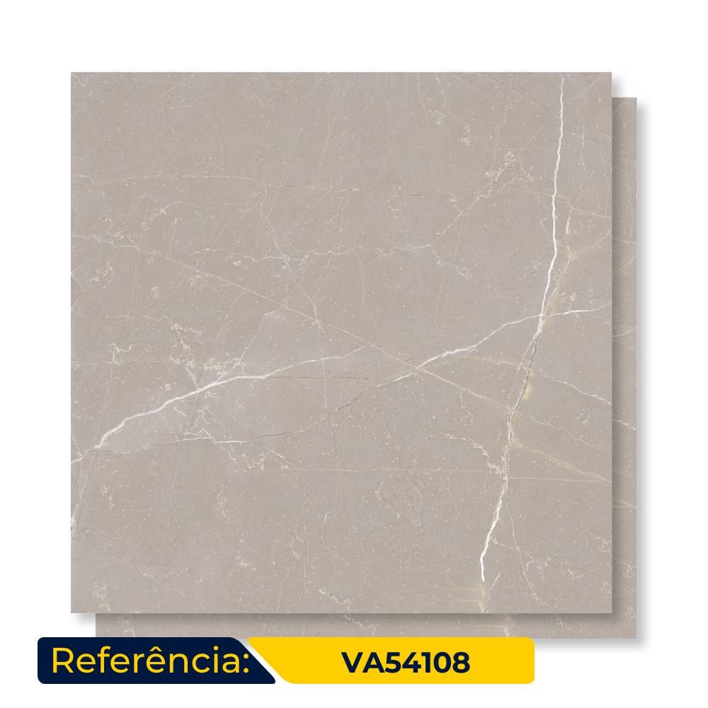 Piso Cerâmico Brilhante 54x54cm Caixa 2,60m² ViaÁpia Galileu Gris Retificado - VA54108