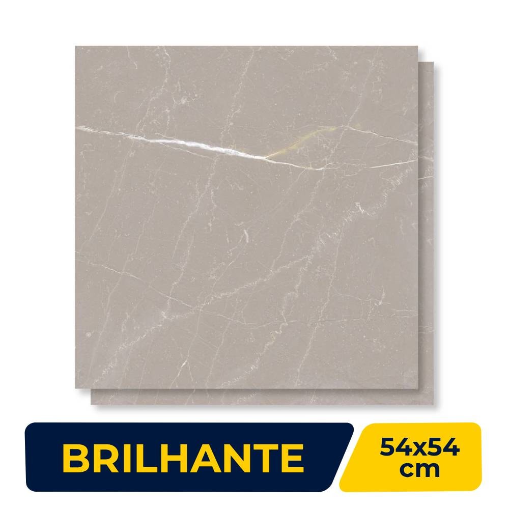 Piso Cerâmico Brilhante 54x54cm Caixa 2,60m² ViaÁpia Galileu Gris Retificado - VA54108