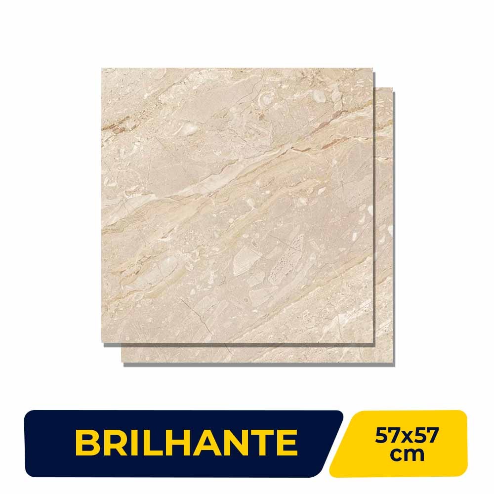 Piso Cerâmico Brilhante 57x57cm Caixa 2,23m² Karina Classic Daino - 57075