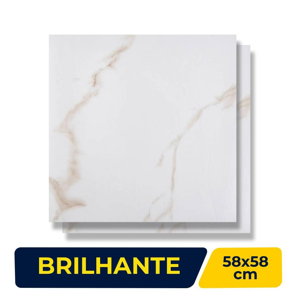 Piso Cerâmico Brilhante 58x58cm Caixa 2,25m² Viva VPC HD - 58055