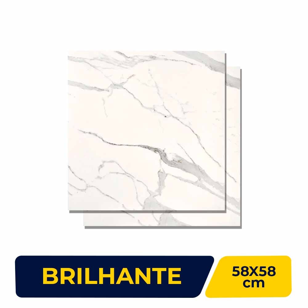 Piso Cerâmico Brilhante 58x58cm Caixa 2,35m² Viva - VPC 58004