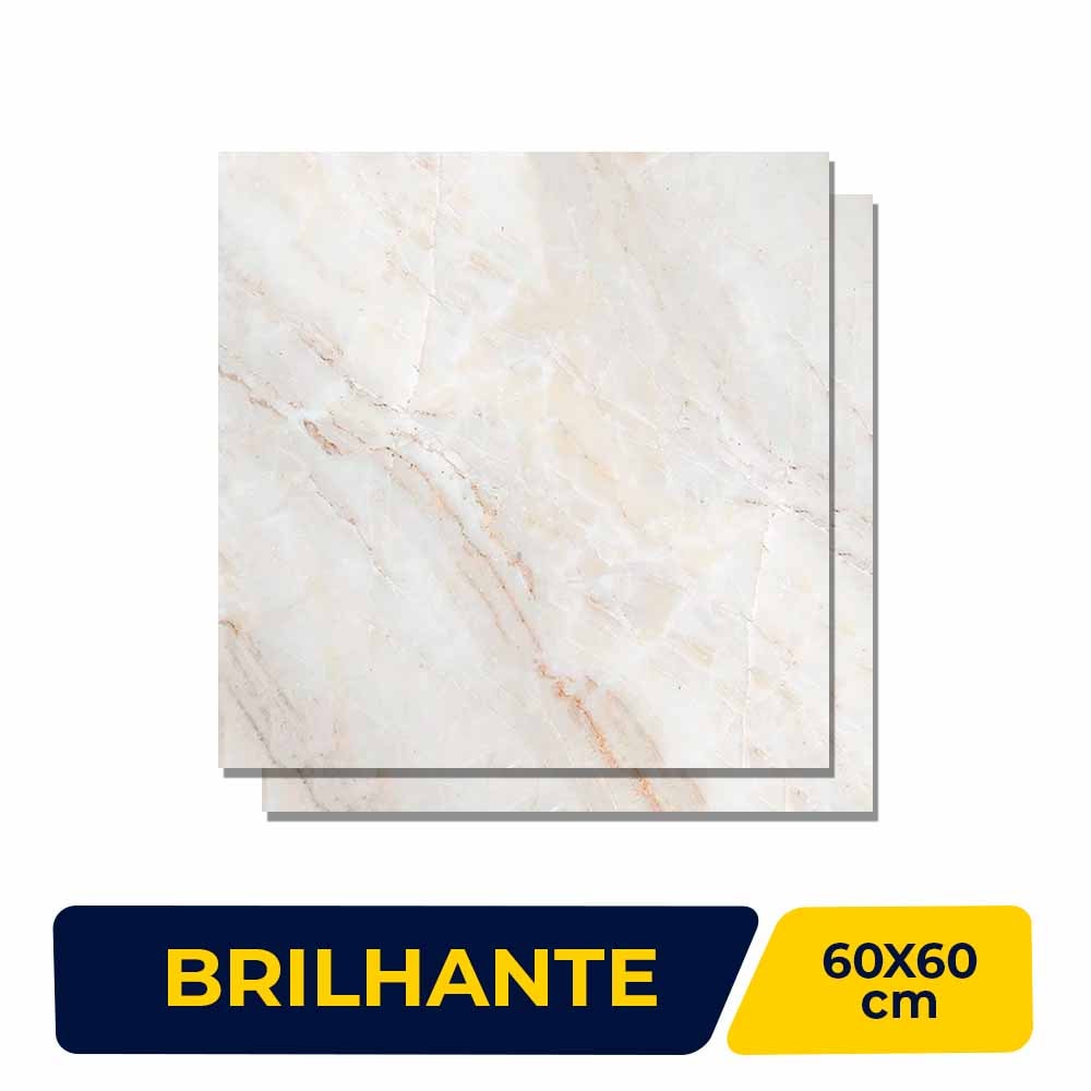 Piso Cerâmico Brilhante 60x60cm Caixa 2,50m² Lume Atenas Retificado