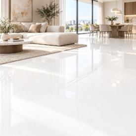 Piso Cerâmico Brilhante 60x60cm Caixa 2,50m² Lume Branco Brilho Retificado - 600779