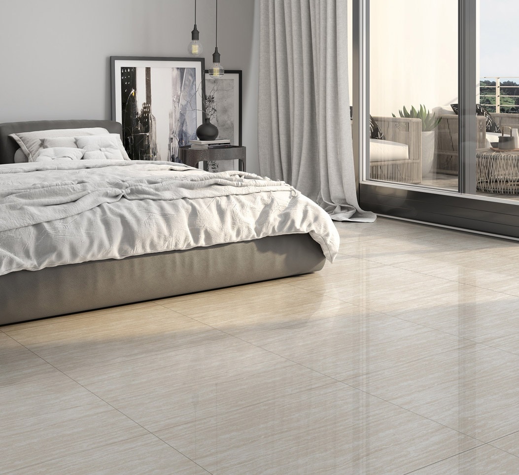 Piso Cerâmico Brilhante 60x60cm Caixa 2,50m² Lume Roma Bege Retificado