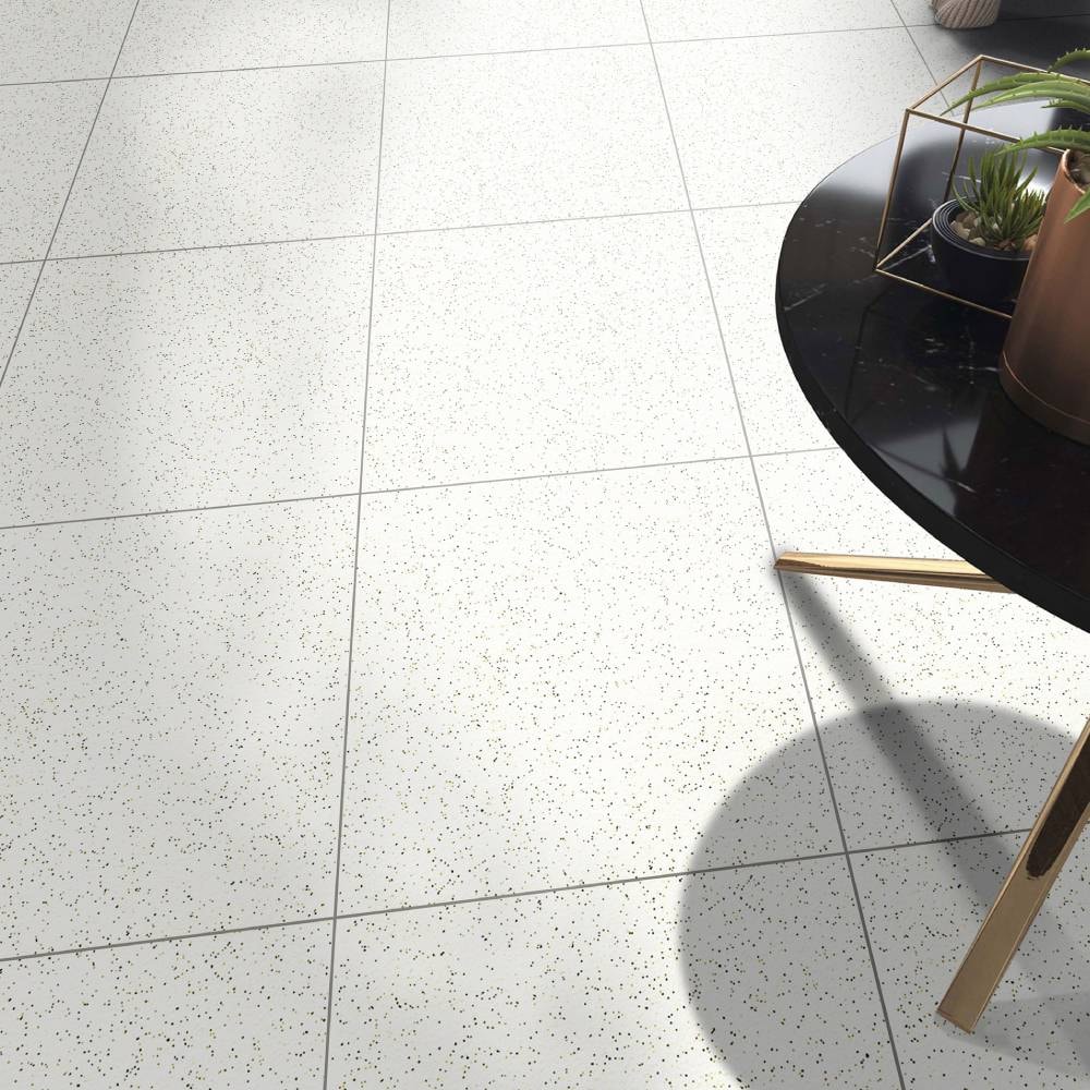 Piso Cerâmico Brilhante 60x60cm Caixa 2,50m² Lume Titanium Branco Retificado