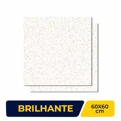 Piso Cerâmico Brilhante 60x60cm Caixa 2,50m² Lume Titanium Branco Retificado