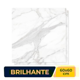 Piso Cerâmico Brilhante 60x60cm Caixa 2,52m² Esther Calacata Gray Retificado - 60550