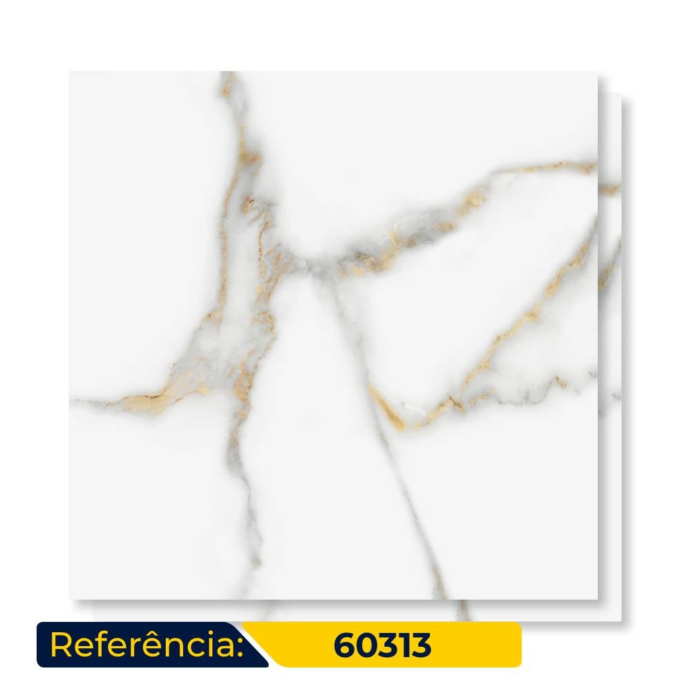 Piso Cerâmico Brilhante 60x60cm Caixa 2,52m² Karina Bernini Retificado - 60313
