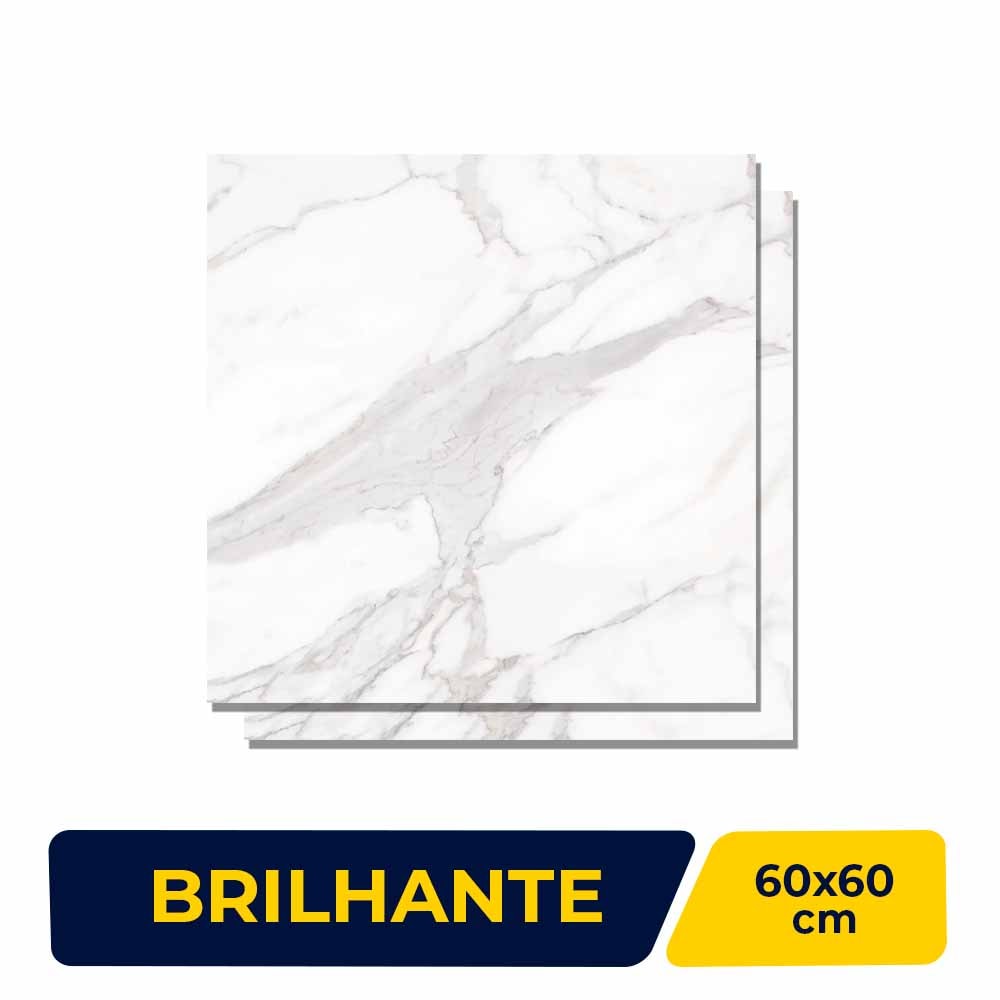 Piso Cerâmico Brilhante 60x60cm Caixa 2,58m² Esther Calacata Gray - 61550