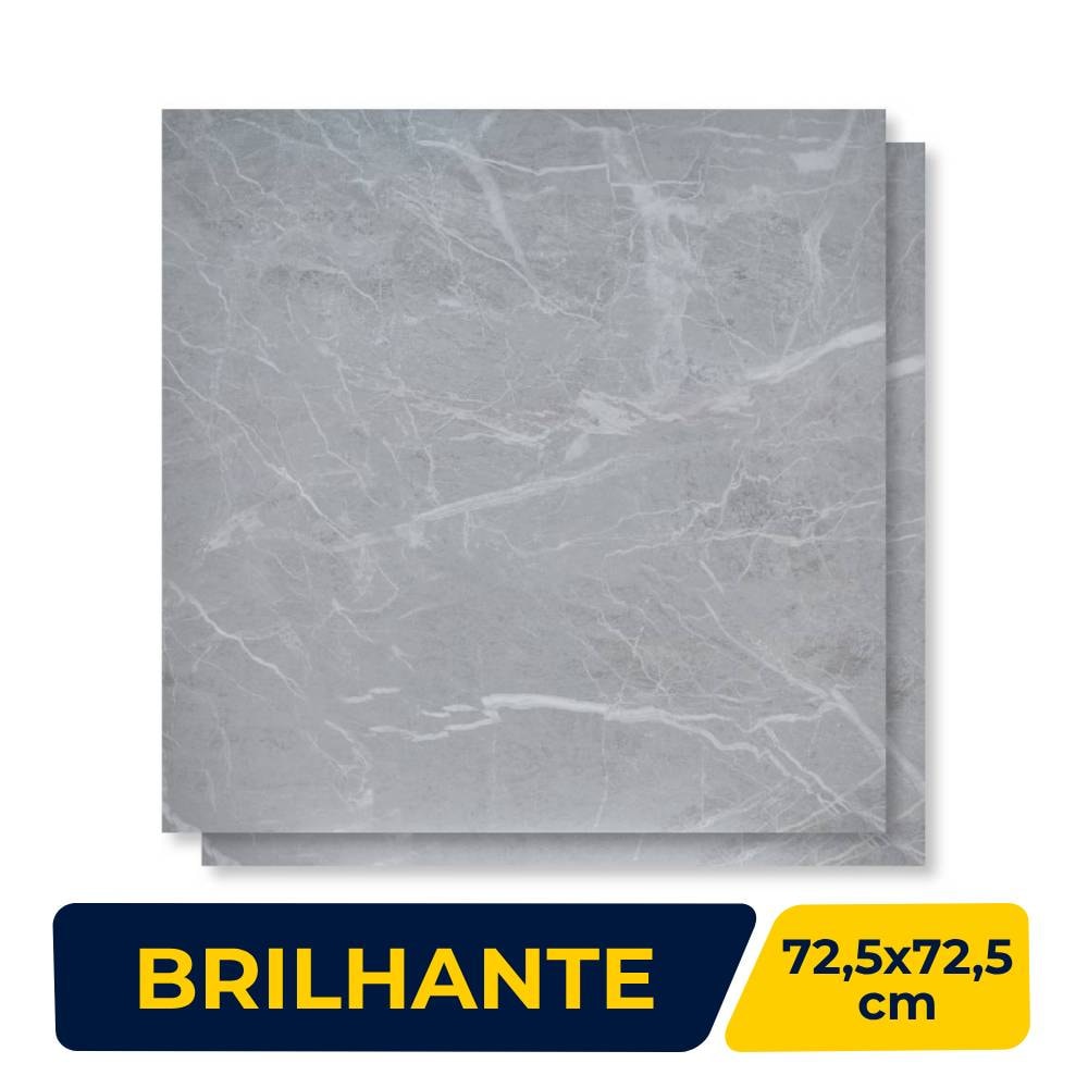 Piso Cerâmico Brilhante 72,5x72,5cm Caixa 2,62m² Viva 75009 Retificado