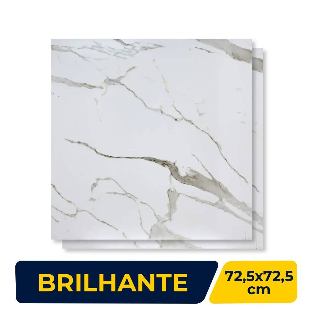 Piso Cerâmico Brilhante 72,5x72,5cm Caixa 2,62m² Viva Retificado - 75012
