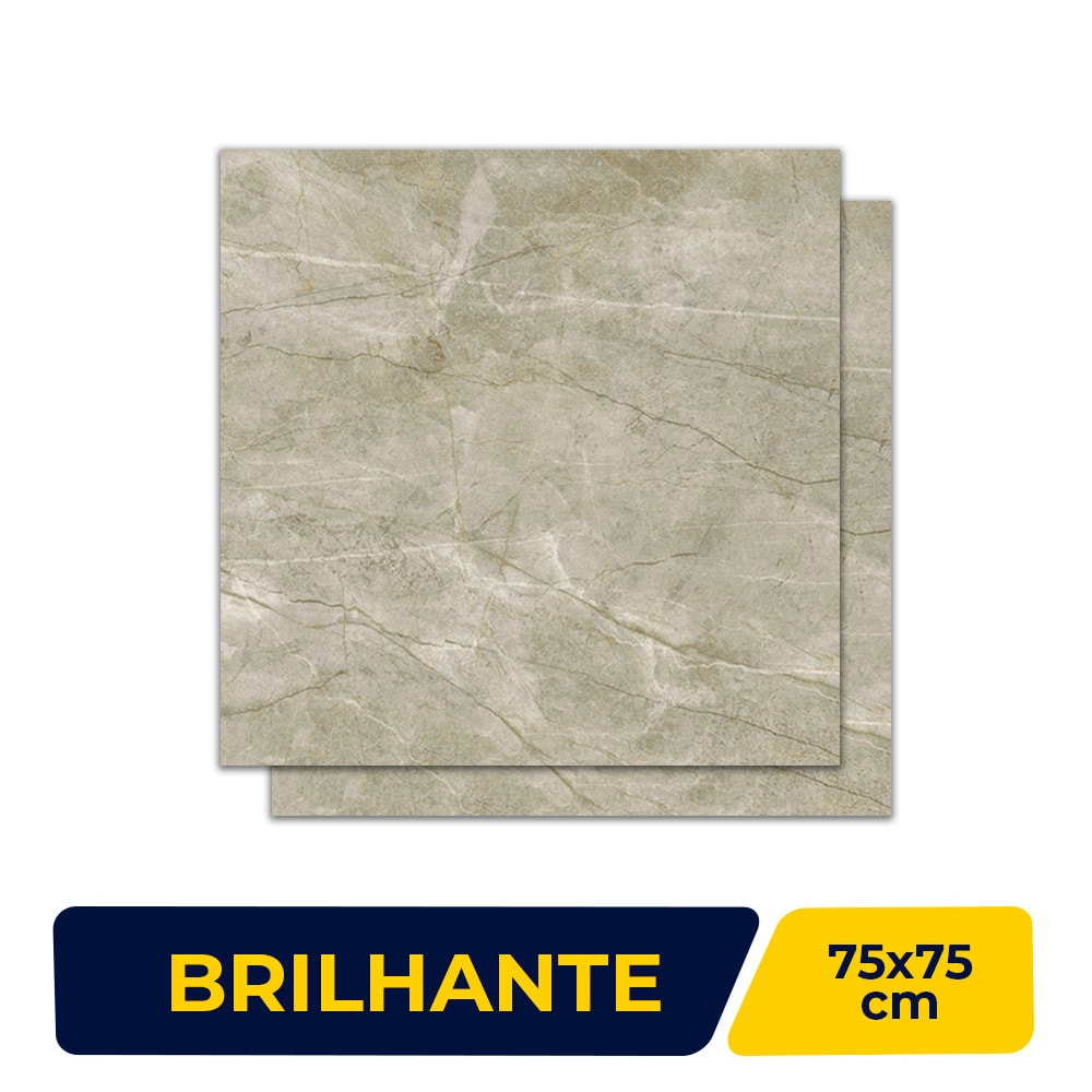 Piso Cerâmico Brilhante 75x75cm Caixa 2,84m² Lume Safira Green